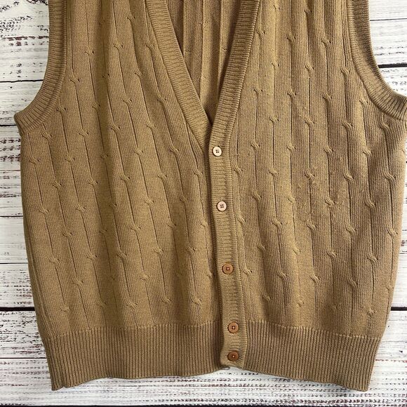 Vintage Titleist By Corbin Vest Men’s XL Wool Blend Golf Tan Button Up - Picture 5 of 9